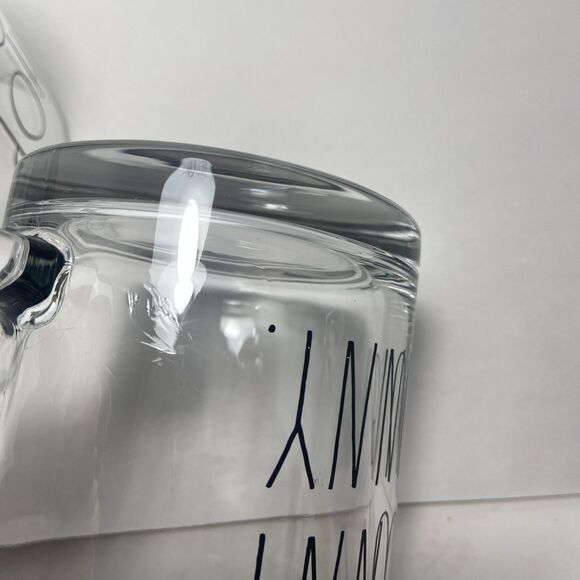 Rae Dunn  18 Oz Glass Mug Hop To It and Hunny Bunny Clear Glass Black Print 2 pc - Picture 5 of 5